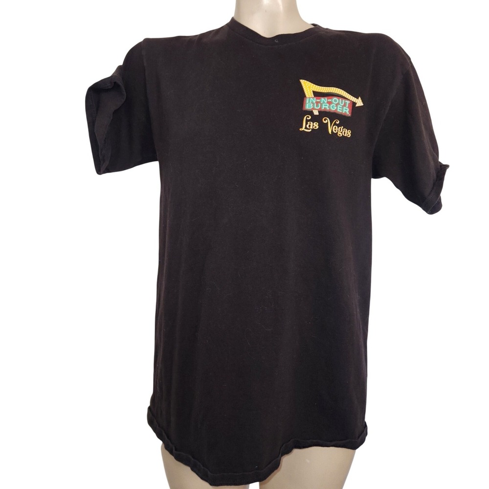 In-N-Out Burger Las Vegas Graphic T-Shirt Mens Medium Black Vintage Car Sunset